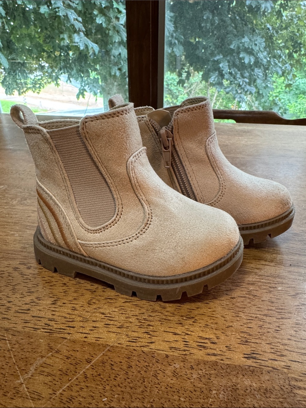 Kids Suede Chelsea Boots - Pink Beige